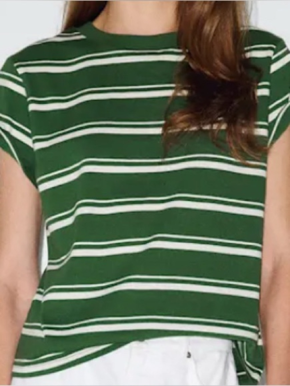 Reformation Rowan Crew Tee Laguna Stripe Green &  Sz: Small Orig: $48